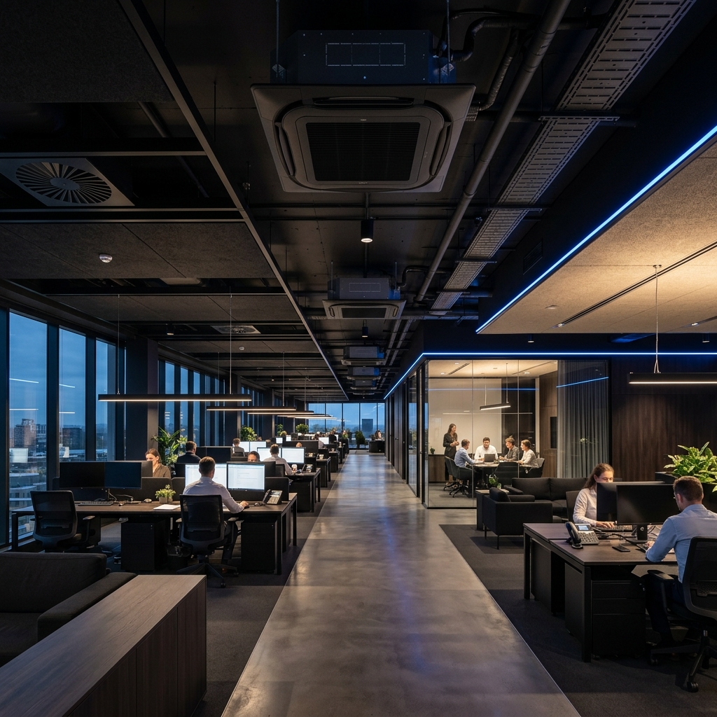Instalación moderna de VRV en oficina comercial